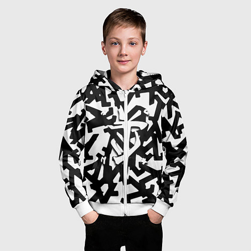Детская толстовка на молнии Doom x half life pattern / 3D-Белый – фото 3