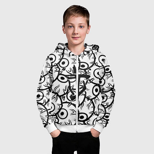 Детская толстовка на молнии Doom глаза монстра / 3D-Белый – фото 3