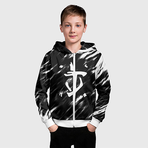 Детская толстовка на молнии Doom штрихи красок / 3D-Белый – фото 3
