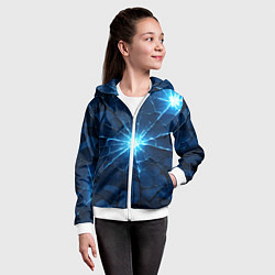 Толстовка на молнии детская Синий камуфляж со вспышками, цвет: 3D-белый — фото 2