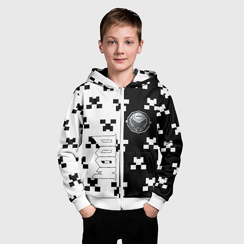 Детская толстовка на молнии Doom x minecraft pattern / 3D-Белый – фото 3