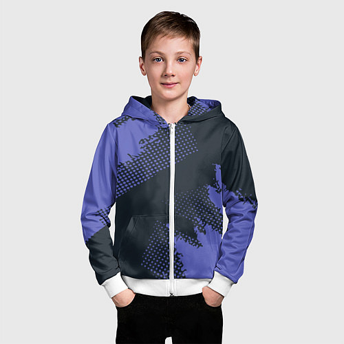 Детская толстовка на молнии Абстрактная текстура в синем / 3D-Белый – фото 3