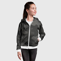 Толстовка на молнии детская Черно-серый камуфляж, цвет: 3D-белый — фото 2