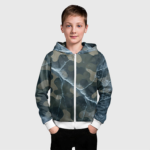 Детская толстовка на молнии Ледяной камуфляж / 3D-Белый – фото 3