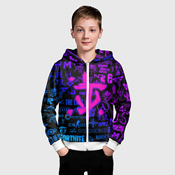 Толстовка на молнии детская Doom логотипы игр неон, цвет: 3D-белый — фото 2