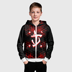 Толстовка на молнии детская Doom огненная броня лого, цвет: 3D-белый — фото 2