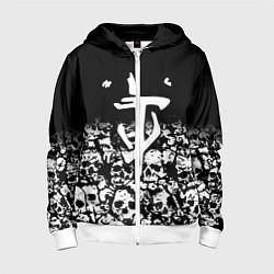 Толстовка на молнии детская Doom черепа, цвет: 3D-белый