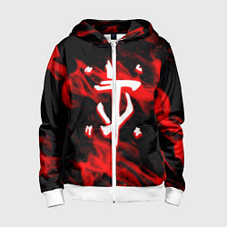 Толстовка на молнии детская Doom красный огонь марса, цвет: 3D-белый