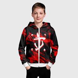 Толстовка на молнии детская Doom красный огонь марса, цвет: 3D-белый — фото 2
