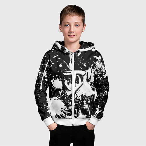 Детская толстовка на молнии Doom белые краски / 3D-Белый – фото 3