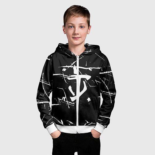 Детская толстовка на молнии Doom logo штрихи / 3D-Белый – фото 3