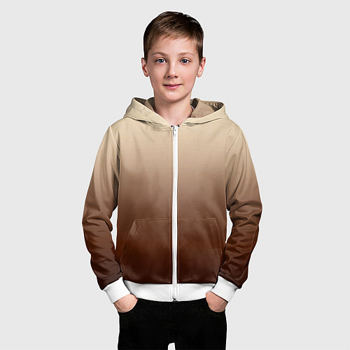 Детская толстовка на молнии Мокко мусс омбре / 3D-Белый – фото 3