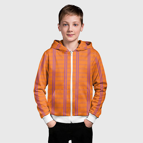 Детская толстовка на молнии Color orange cage / 3D-Белый – фото 3