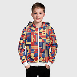 Толстовка на молнии детская Геометрический карнавал, цвет: 3D-белый — фото 2