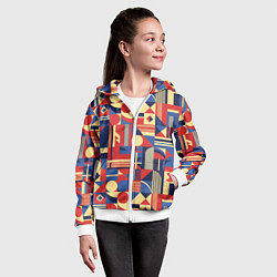 Толстовка на молнии детская Геометрический карнавал, цвет: 3D-белый — фото 2
