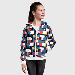 Толстовка на молнии детская Геометрия букв, цвет: 3D-белый — фото 2