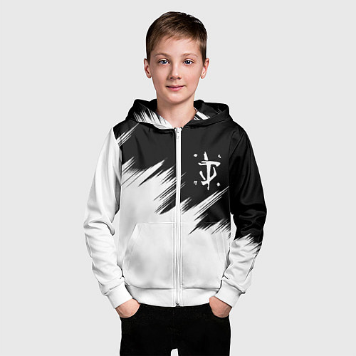 Детская толстовка на молнии Doom краски черно белый / 3D-Белый – фото 3