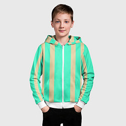 Толстовка на молнии детская Color blue beige stripes, цвет: 3D-белый — фото 2