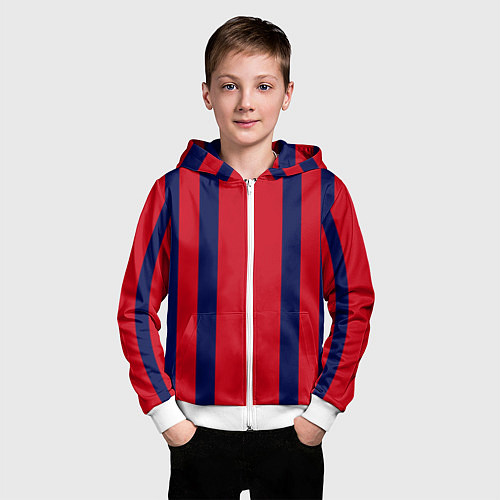 Детская толстовка на молнии Color black red stripes / 3D-Белый – фото 3