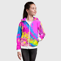 Толстовка на молнии детская Яркая абстракция из розовых и голубых красок, цвет: 3D-белый — фото 2