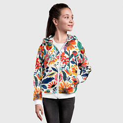 Толстовка на молнии детская Простые цветы, цвет: 3D-белый — фото 2