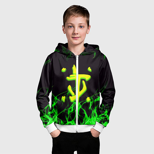 Детская толстовка на молнии Doom кислотное лого / 3D-Белый – фото 3
