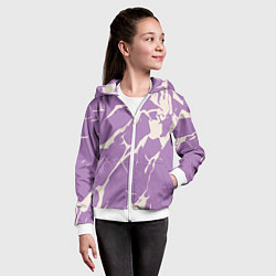 Толстовка на молнии детская Разломы на лиловом, цвет: 3D-белый — фото 2