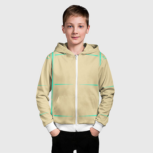 Детская толстовка на молнии Color beige green stripes / 3D-Белый – фото 3