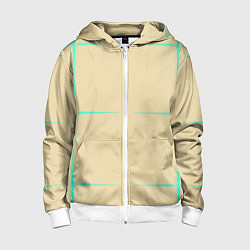 Толстовка на молнии детская Color beige green stripes, цвет: 3D-белый