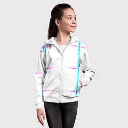 Толстовка на молнии детская Color white blue pink stripes, цвет: 3D-белый — фото 2