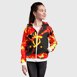 Толстовка на молнии детская Doom огненный, цвет: 3D-белый — фото 2