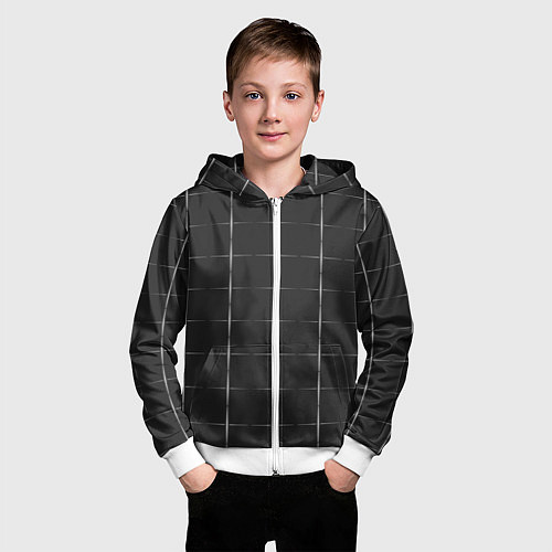 Детская толстовка на молнии Color grey white lines / 3D-Белый – фото 3