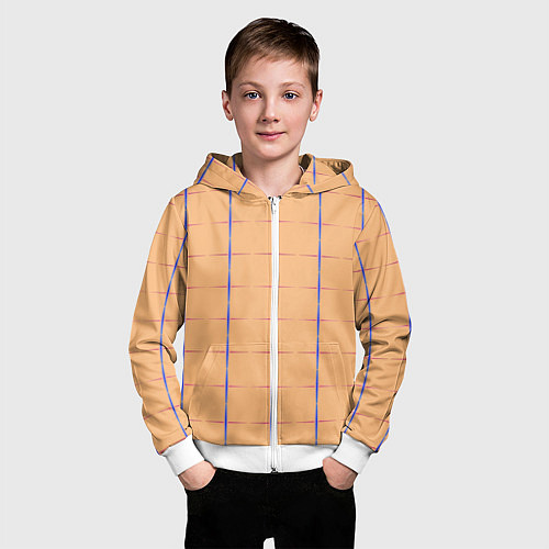 Детская толстовка на молнии Color beige blue cross / 3D-Белый – фото 3