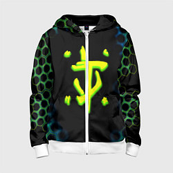 Толстовка на молнии детская Doom соты кислотное лого, цвет: 3D-белый