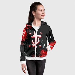 Толстовка на молнии детская Doom краски абстракция, цвет: 3D-белый — фото 2