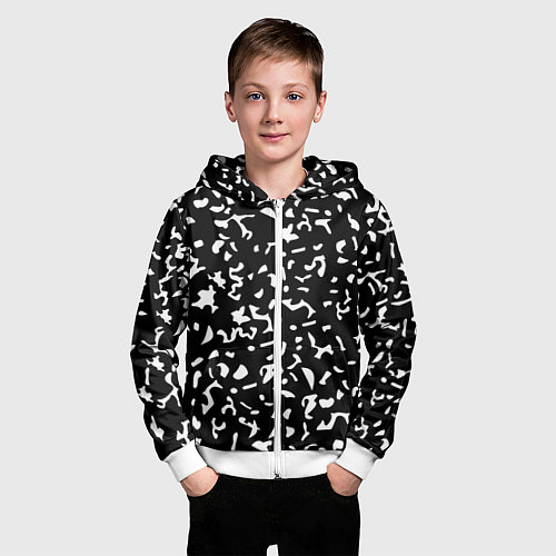 Детская толстовка на молнии Черный камуфляж / 3D-Белый – фото 3