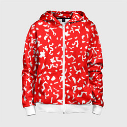 Толстовка на молнии детская Красный яркий камуфляж, цвет: 3D-белый