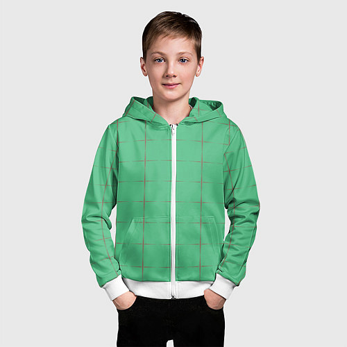 Детская толстовка на молнии Color green stripes / 3D-Белый – фото 3