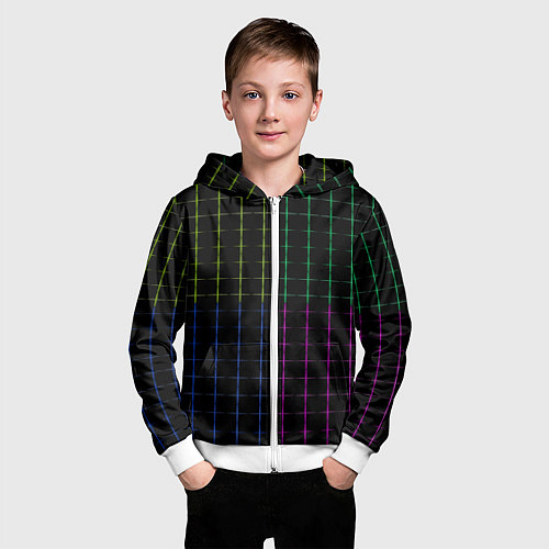 Детская толстовка на молнии Color black multicolored stripes / 3D-Белый – фото 3