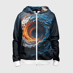 Толстовка на молнии детская Краска синяя и оранжевая в форме вихря, цвет: 3D-белый
