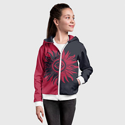 Толстовка на молнии детская Солнце красно-синее, цвет: 3D-белый — фото 2