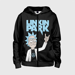Толстовка на молнии детская Linkin Park и Рик Санчес из Рик и Морти, цвет: 3D-черный