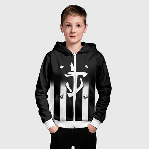 Детская толстовка на молнии Doom line white / 3D-Белый – фото 3