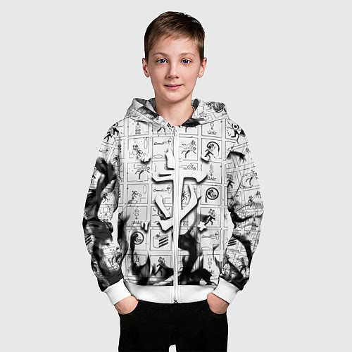 Детская толстовка на молнии Doom x portal fire / 3D-Белый – фото 3