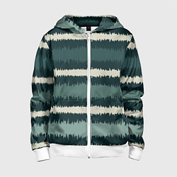 Толстовка на молнии детская Полосы зигзагообразные зеленые, цвет: 3D-белый