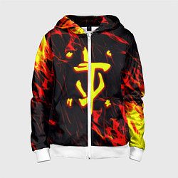 Толстовка на молнии детская Doom огненные искры, цвет: 3D-белый