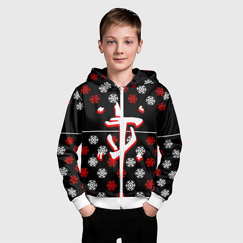 Детская толстовка на молнии Doom winter pattern steel / 3D-Белый – фото 3