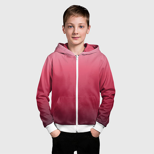 Детская толстовка на молнии Градиент гранатовый / 3D-Белый – фото 3