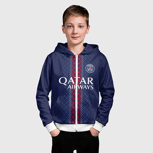 Детская толстовка на молнии ПСЖ домашняя форма 25 26 / 3D-Белый – фото 3