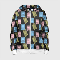 Толстовка на молнии детская Советские билеты транспорта, цвет: 3D-белый